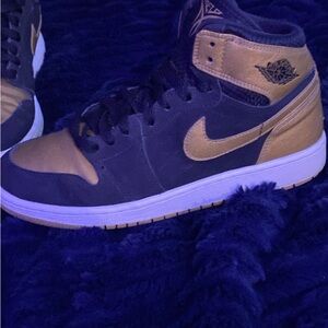 Black and Gold High-Top Sneakers